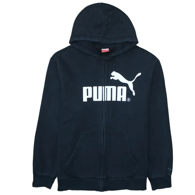 Puma Black Full Zip Hoodie Men's XXLarge Printed Big Logo Front Pockets Sweatshirt sold by Vintage Club