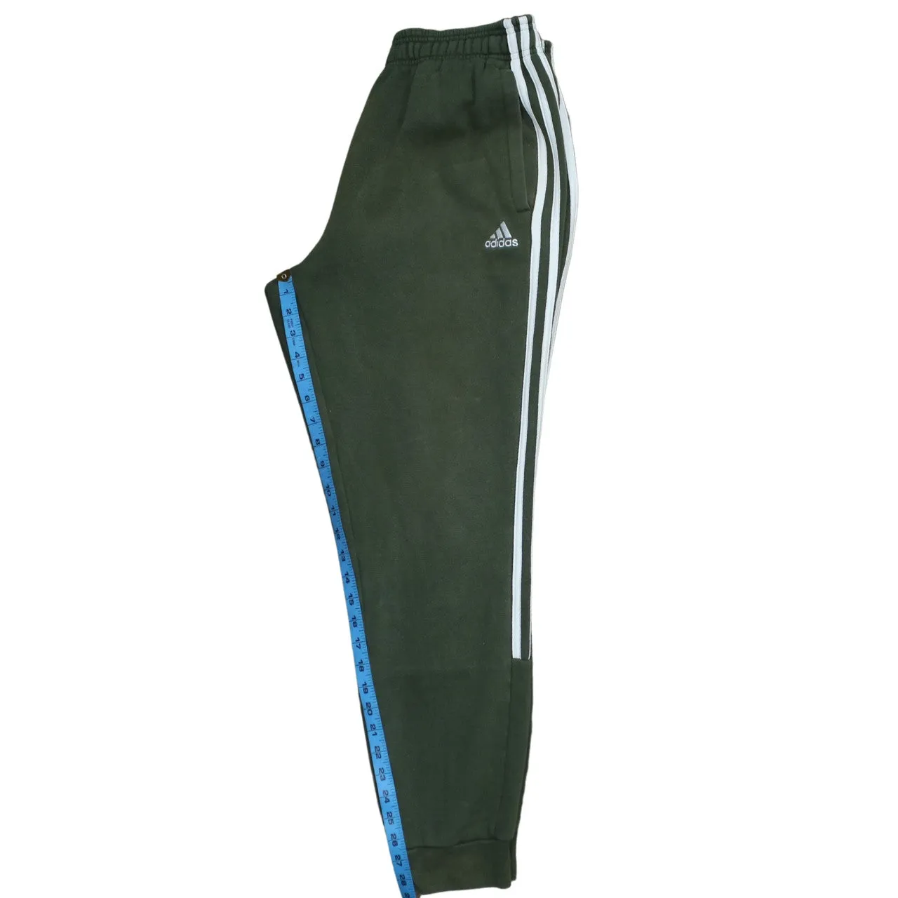 Adidas Dark Green Joggers Men’s Medium Three Stripe Logo Fleece Cuffed Sweatpants sold by Vintage Club product image thumbnail 5