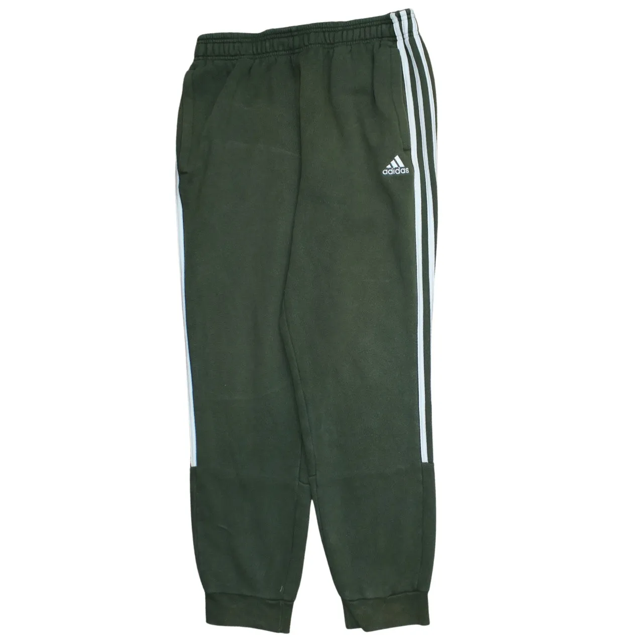 Adidas Dark Green Joggers Men’s Medium Three Stripe Logo Fleece Cuffed Sweatpants sold by Vintage Club