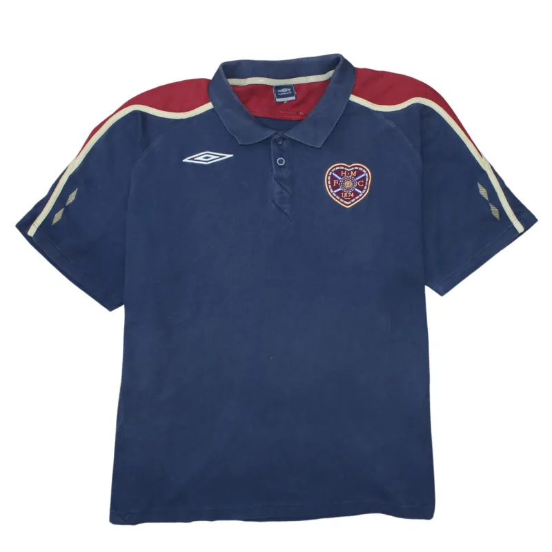 Umbro Navy Blue Polo Shirt Women's 3XL Embroidered Hearts Badge Contrast Shoulder Trim sold by Vintage Club