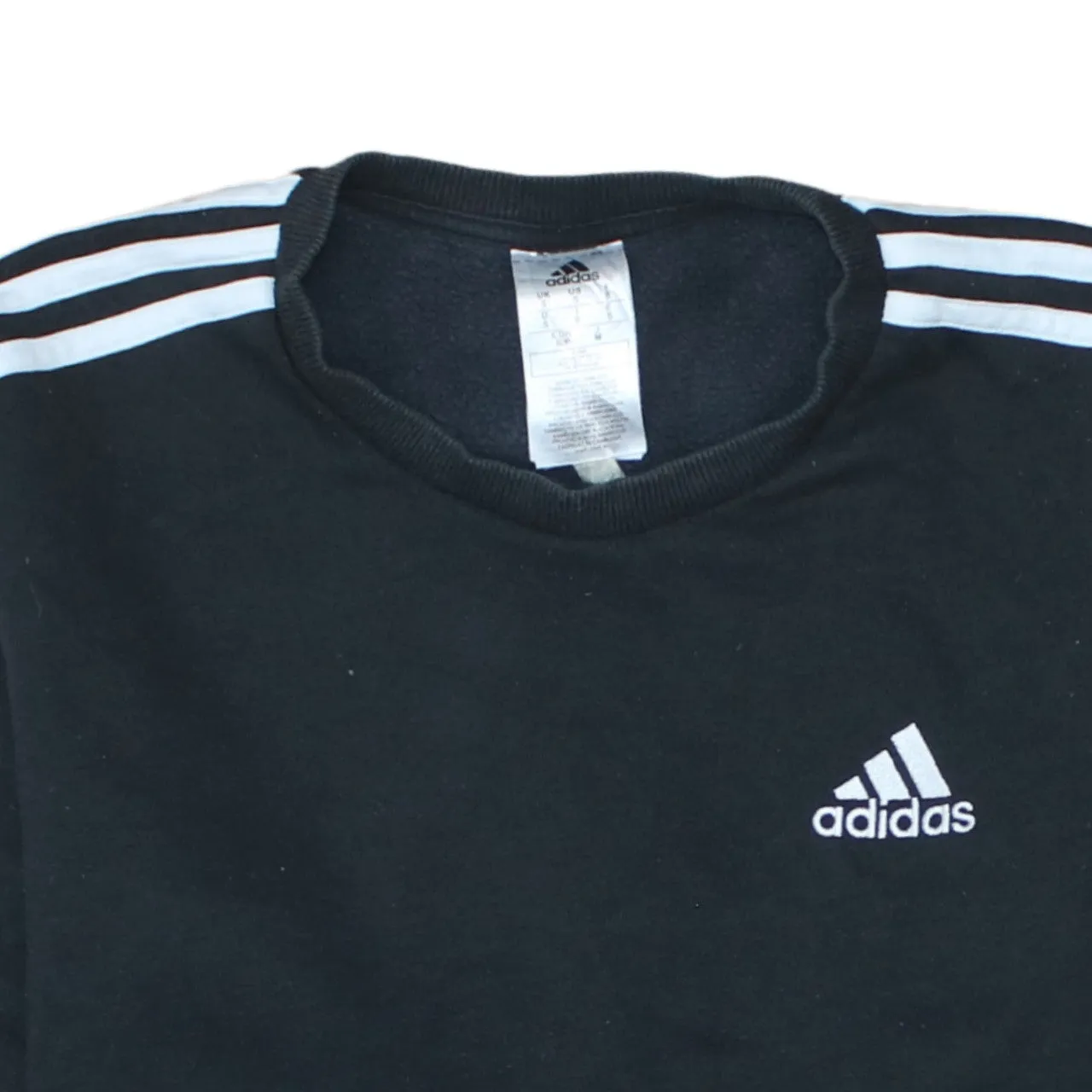 Adidas Black Sweatshirt Men's Small Three Stripe Sleeves Embroidered Chest Logo Pullover Top sold by Vintage Club product image thumbnail 3