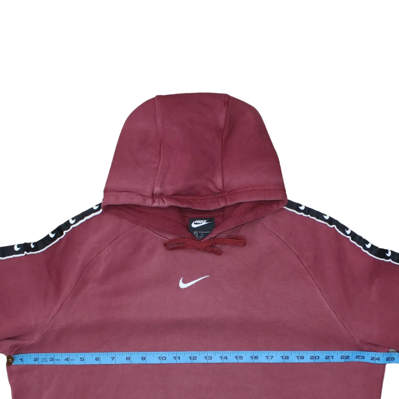 Nike Burgundy Red Hoodie Men’s Large Embroidered Swoosh Tape Sleeve Pullover Sweatshirt sold by Vintage Club product image thumbnail 5