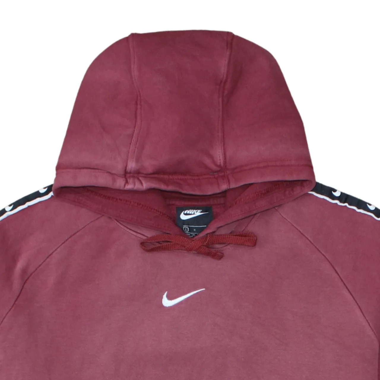 Nike Burgundy Red Hoodie Men’s Large Embroidered Swoosh Tape Sleeve Pullover Sweatshirt sold by Vintage Club product image thumbnail 3