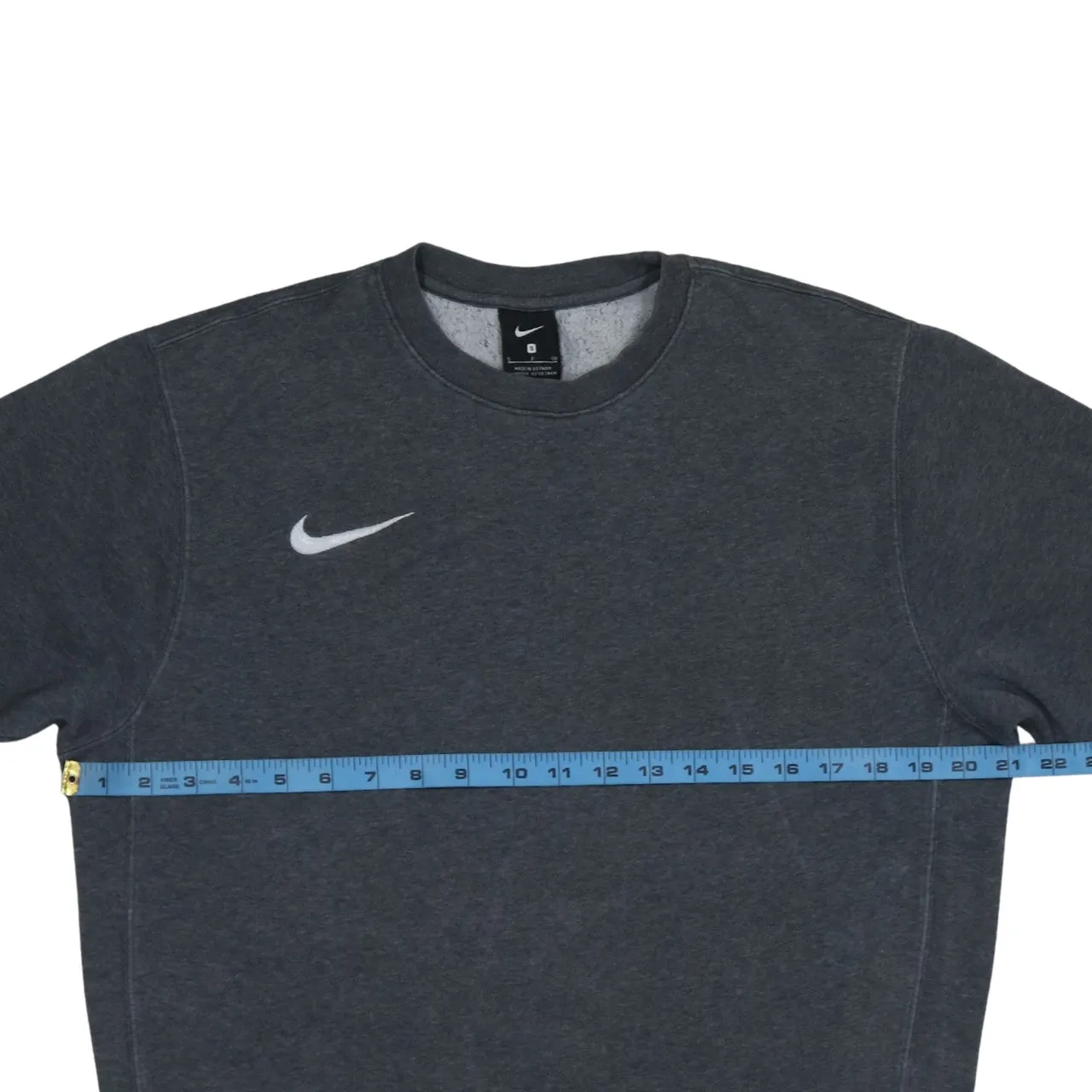 Nike Dark Grey Sweatshirt Men's Small Printed Swoosh Logo Fleece Crewneck Pullover Top sold by Vintage Club product image thumbnail 5