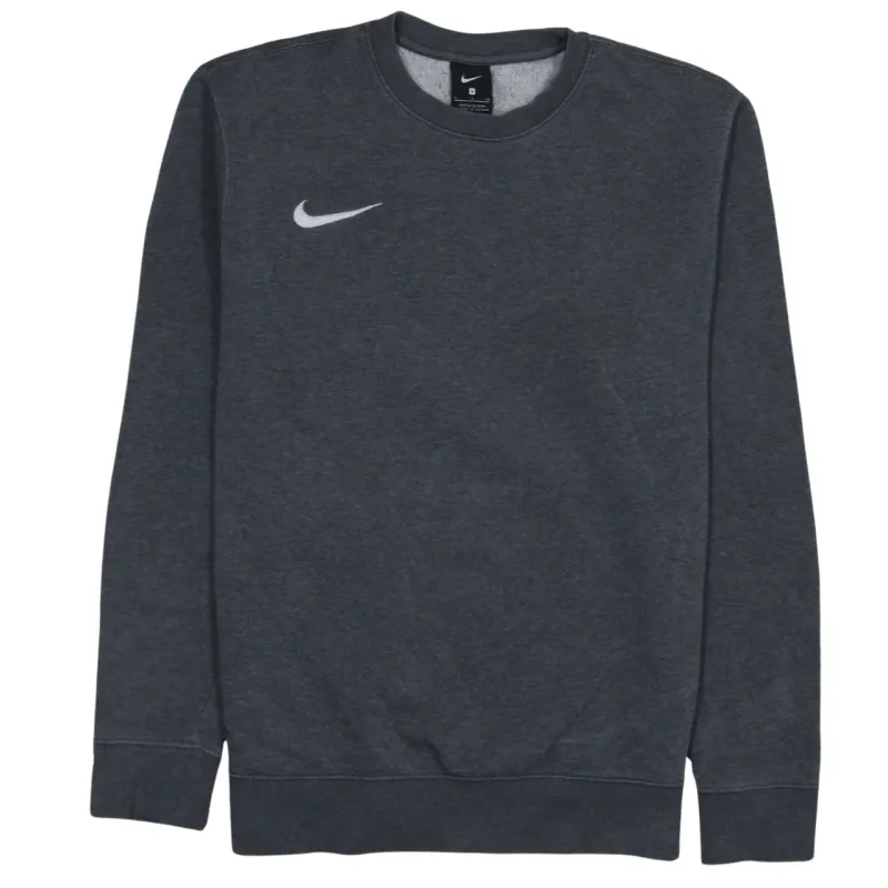 Nike Dark Grey Sweatshirt Men's Small Printed Swoosh Logo Fleece Crewneck Pullover Top sold by Vintage Club