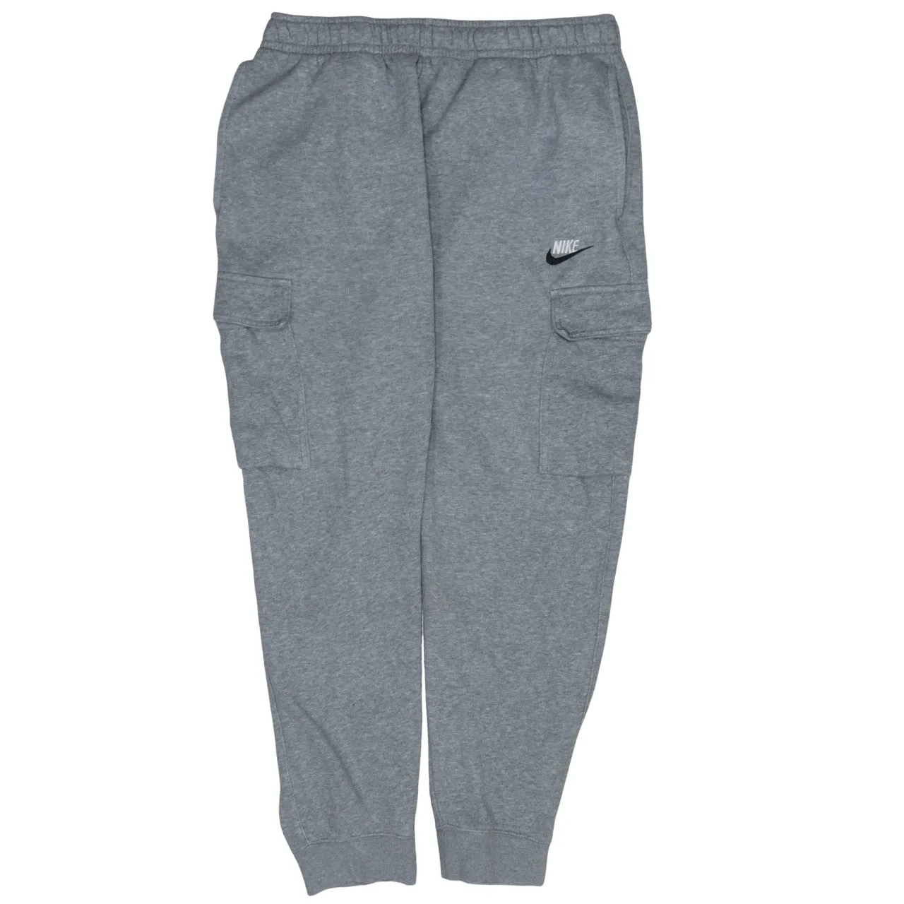 Nike Grey Joggers Sweatpants Men's Medium Cargo Pockets Printed Swoosh Logo Loungewear sold by Vintage Club