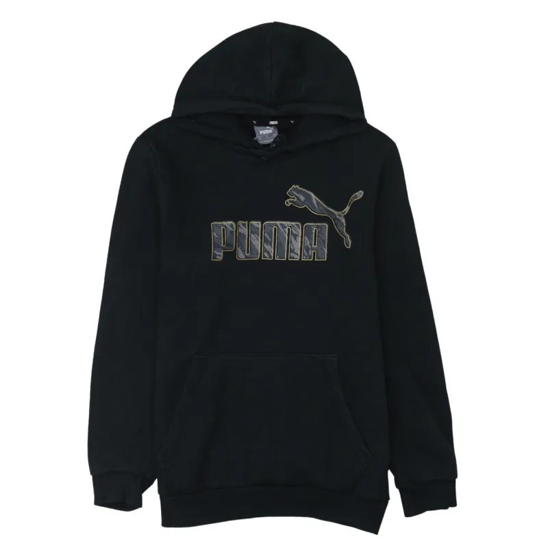 Puma Black Hoodie Men's Small Printed Logo Front Pocket Pullover Sweatshirt sold by Vintage Club