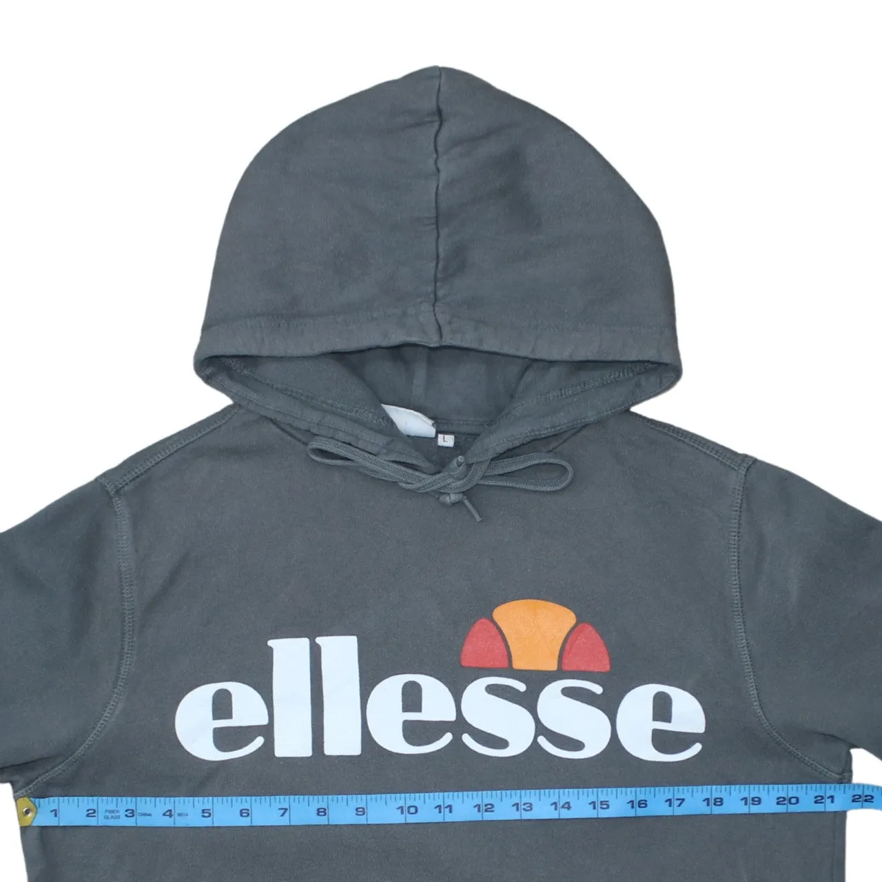 Ellesse Dark Grey Hoodie Men's Large Printed Front Logo Drawstring Hood Pullover Sweatshirt sold by Vintage Club product image thumbnail 5