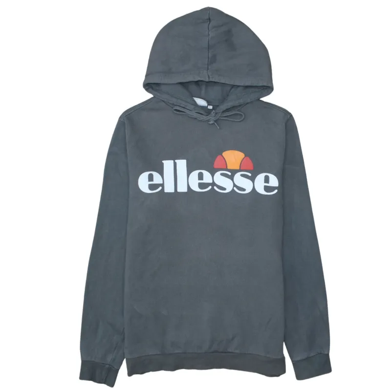 Ellesse Dark Grey Hoodie Men's Large Printed Front Logo Drawstring Hood Pullover Sweatshirt sold by Vintage Club