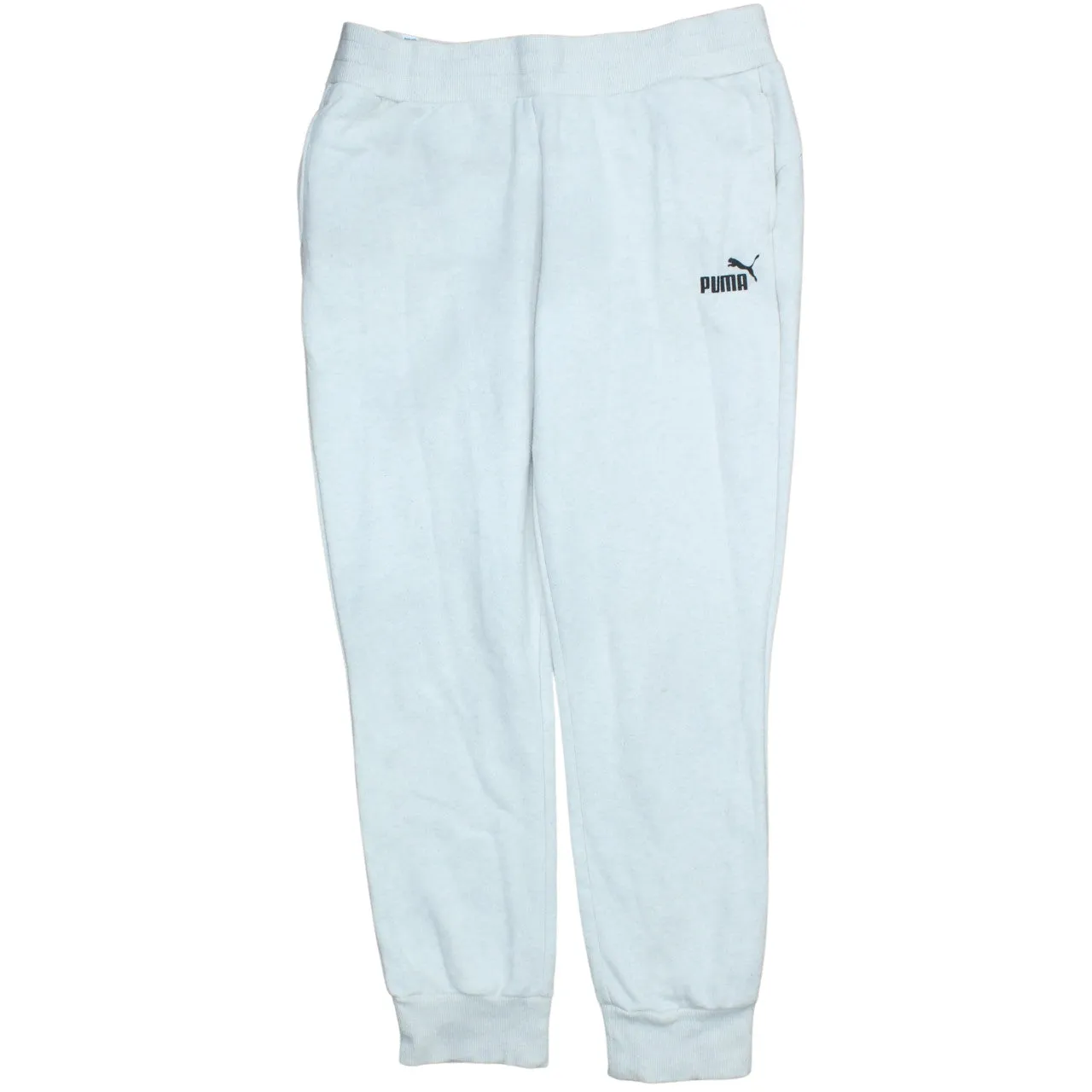 Puma White Joggers Women’s Large Printed Logo Elasticated Cuffs Casual Sweatpants sold by Vintage Club