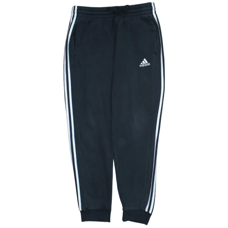 Adidas Black Joggers Sweatpants Men's Large Three Stripe Embroidered Logo Cuffed Bottoms sold by Vintage Club