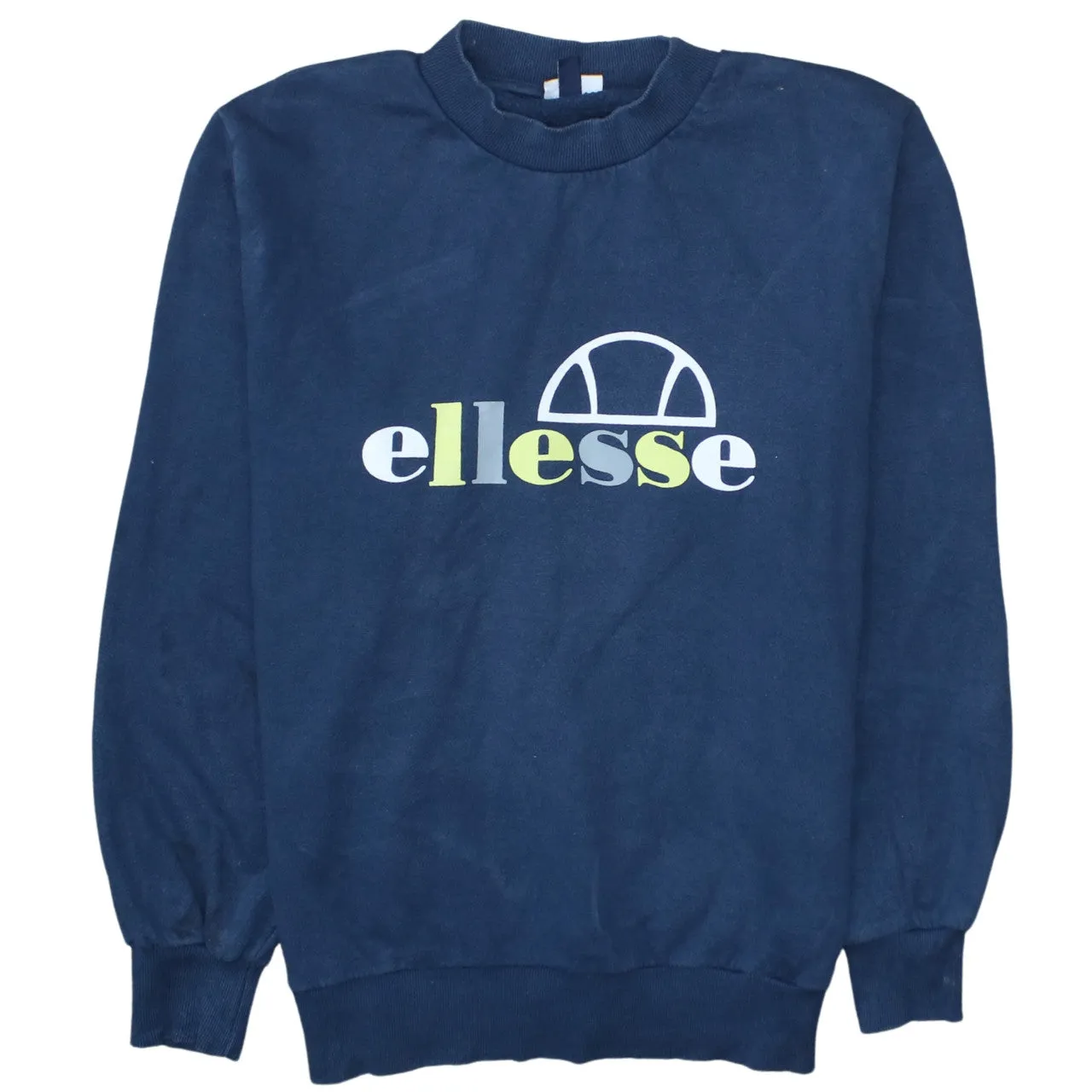 Ellesse Navy Blue Sweatshirt Men's XLarge Printed Logo Ribbed Cuffs Crewneck Pullover sold by Vintage Club