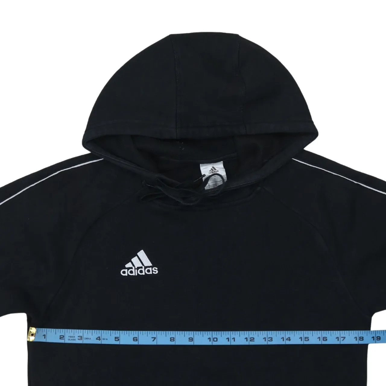 Adidas Black Hoodie Women’s Small Embroidered Logo Contrast Piping Front Pocket Sweatshirt sold by Vintage Club product image thumbnail 5