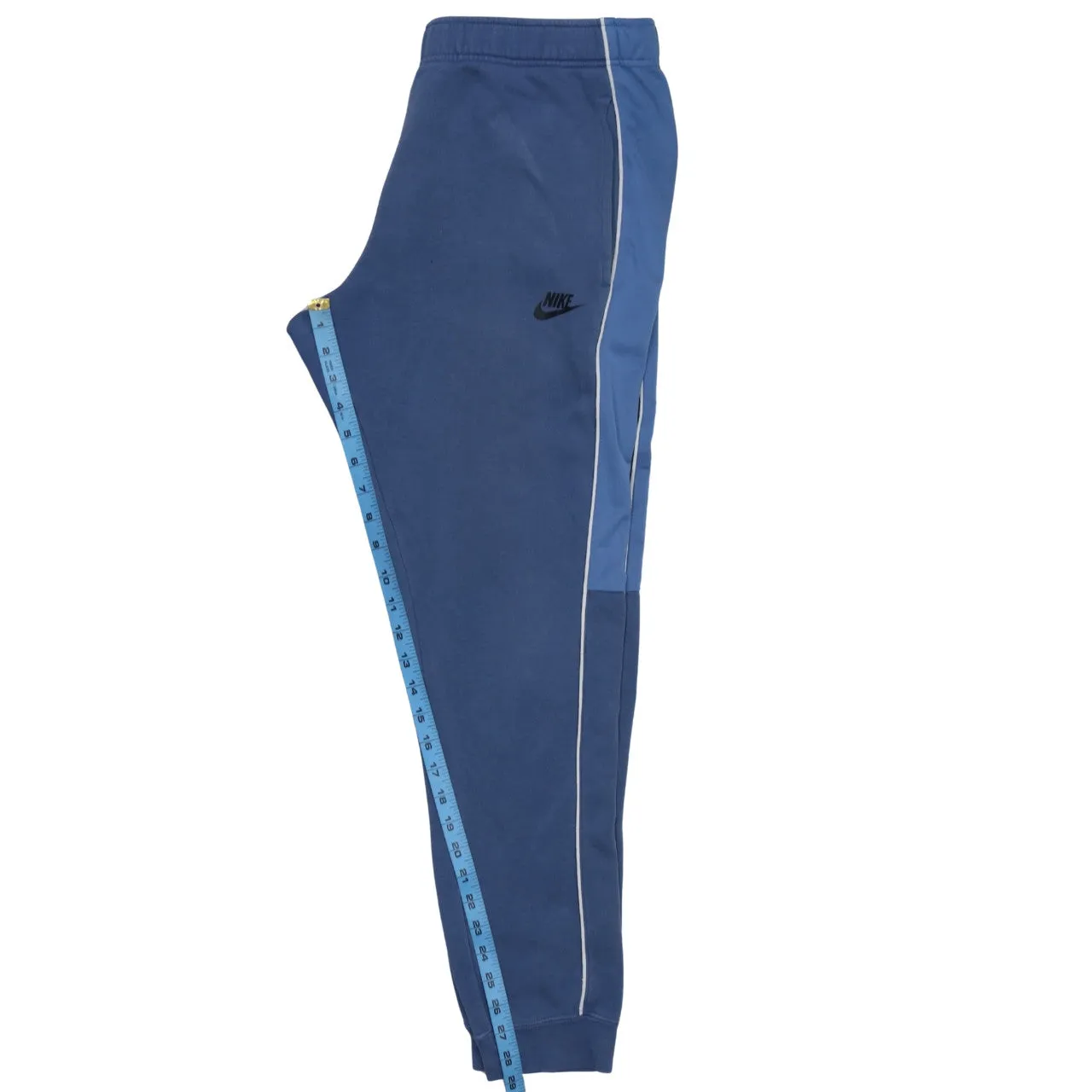 Nike Blue Joggers Sweatpants Men's Medium Embroidered Swoosh Contrast Side Panels Cuffed sold by Vintage Club product image thumbnail 5