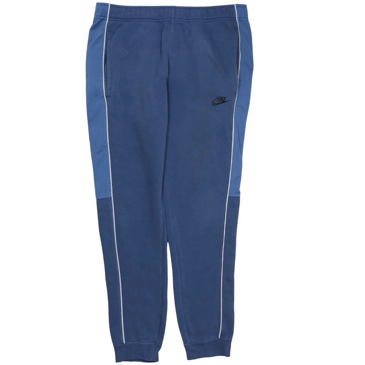 Nike Blue Joggers Sweatpants Men's Medium Embroidered Swoosh Contrast Side Panels Cuffed sold by Vintage Club