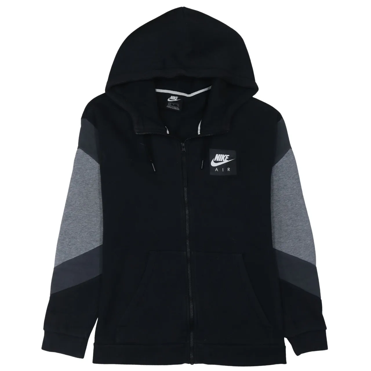 Nike Black Full Zip Hoodie Men's Small Nike Air Printed Logo Colour Block Sweatshirt sold by Vintage Club