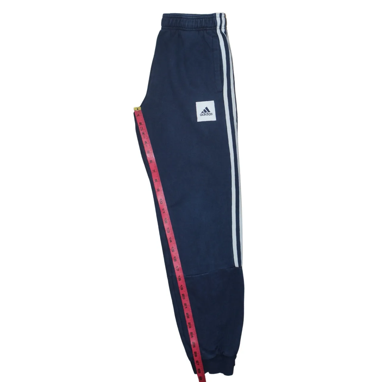 Adidas Navy Blue Joggers Men’s Large Elasticated Cuffs Side Stripes Printed Logo Sweatpants sold by Vintage Club product image thumbnail 5