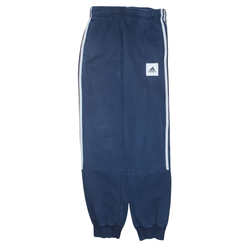 Adidas Navy Blue Joggers Men’s Large Elasticated Cuffs Side Stripes Printed Logo Sweatpants sold by Vintage Club