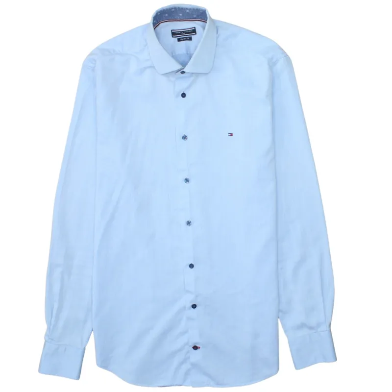 Tommy Hilfiger Light Blue Shirt Men's Medium Embroidered Flag Logo Long Sleeve Casual Top sold by Vintage Club