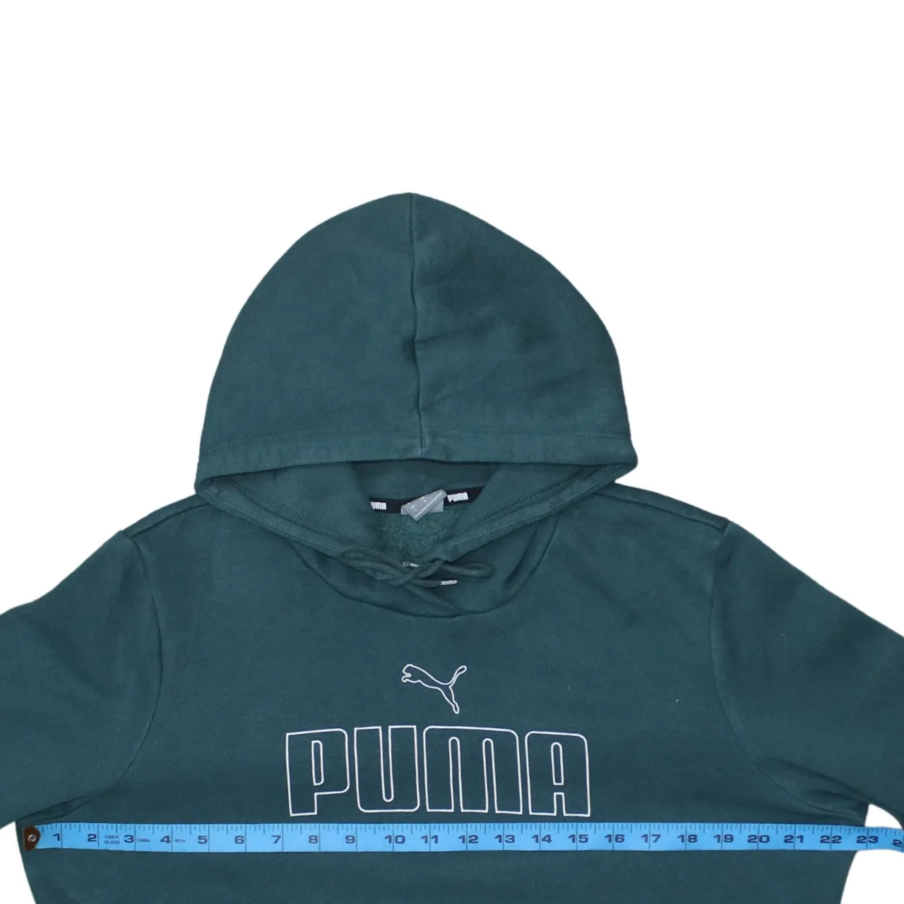 Puma Dark Teal Hoodie Women's Large Printed Logo Front Pouch Fleece Pullover Sweatshirt sold by Vintage Club product image thumbnail 5