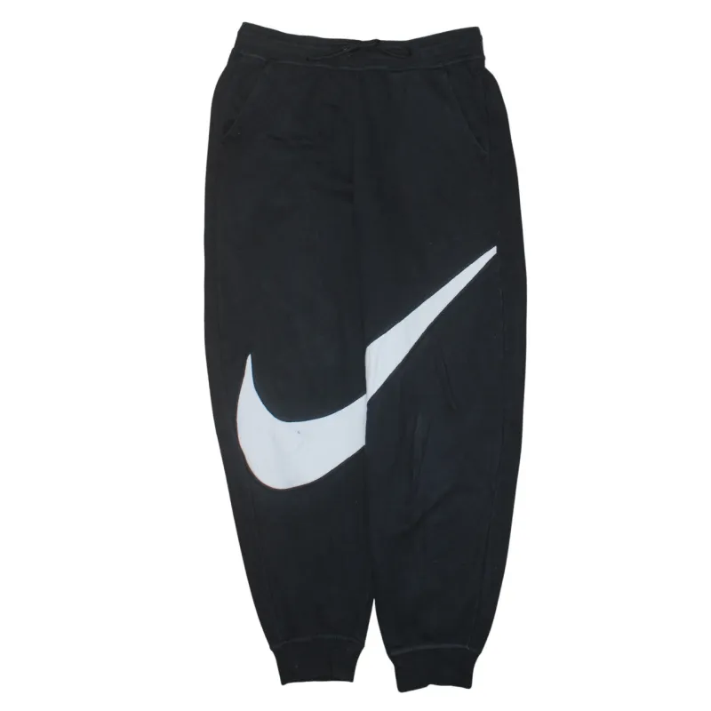 Nike Black Joggers Sweatpants Men's Medium Large Swoosh Logo Elastic Cuff Loungewear made by Nike