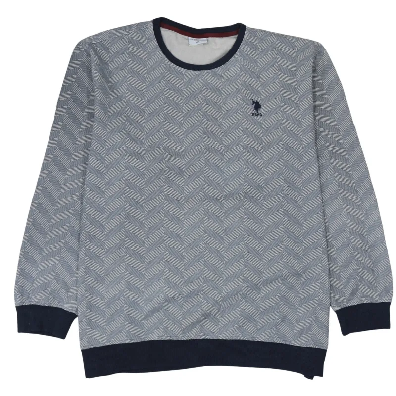 U.S Polo Assn Grey Pattern Sweatshirt Women's 4XL Embroidered Chest Logo Ribbed Trim Pullover sold by Vintage Club
