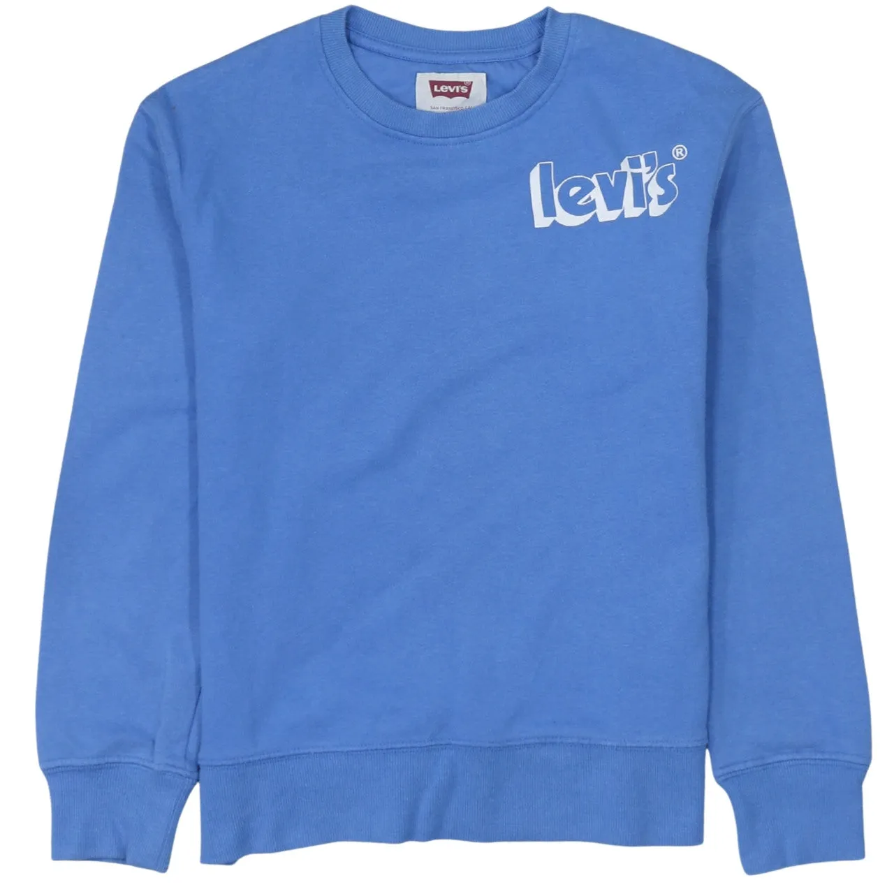 Levi's Blue Sweatshirt Men's XSmall Printed Chest Logo Ribbed Cuffs Crewneck Pullover sold by Vintage Club