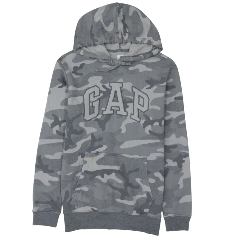 Gap Grey Camo Hoodie Women's Small Printed Logo Fleece Lined Pullover Sweatshirt sold by Vintage Club