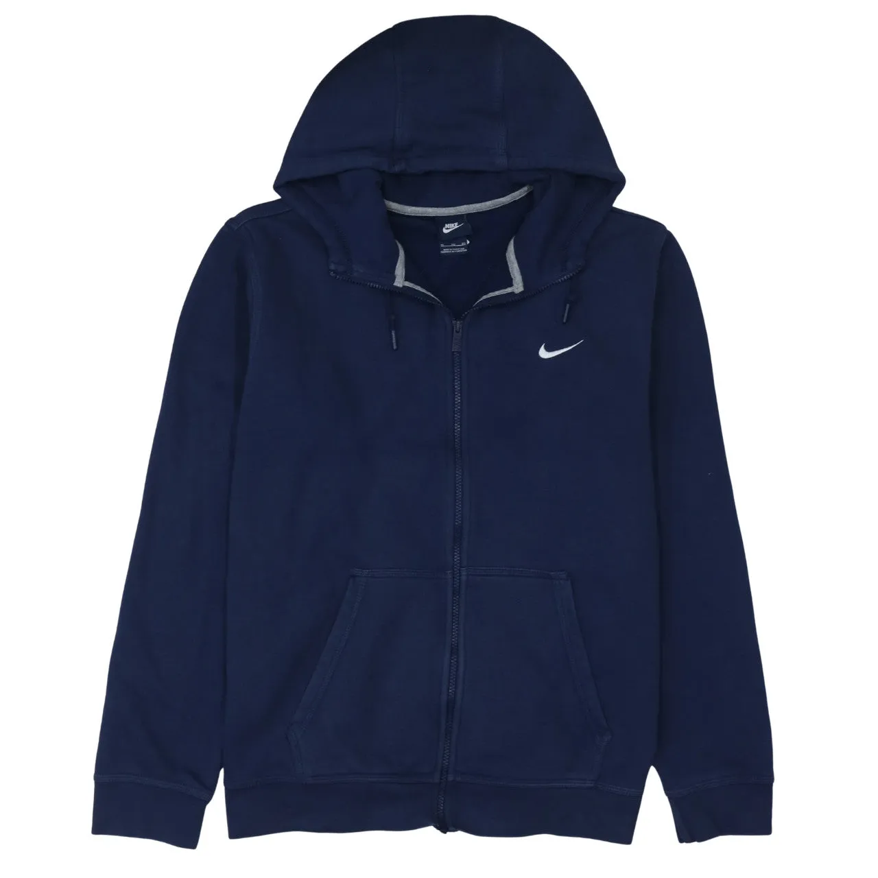Nike Navy Blue Full Zip Hoodie Women’s XLarge Embroidered Swoosh Split Pocket Sweatshirt sold by Vintage Club