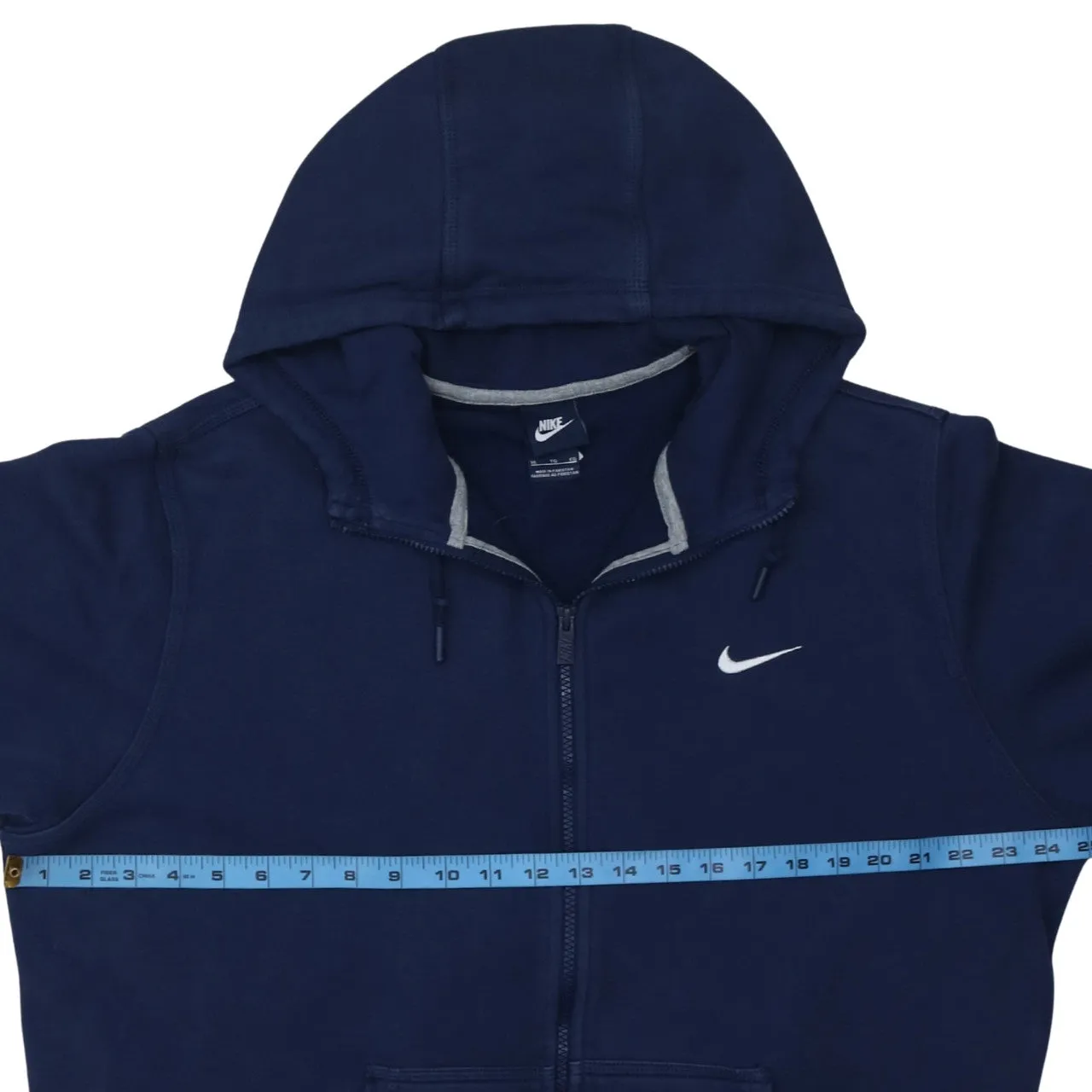 Nike Navy Blue Full Zip Hoodie Women’s XLarge Embroidered Swoosh Split Pocket Sweatshirt sold by Vintage Club product image thumbnail 5
