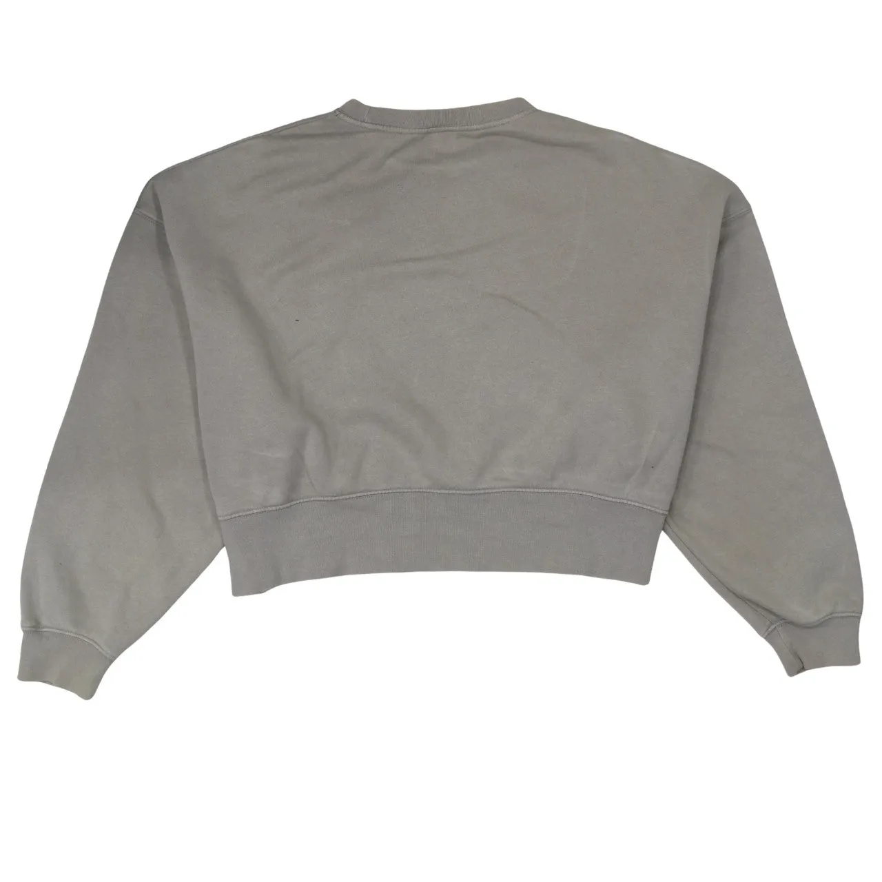 Nike Grey Sweatshirt Women’s Small Embroidered Swoosh Cropped Ribbed Crewneck Pullover sold by Vintage Club product image thumbnail 2
