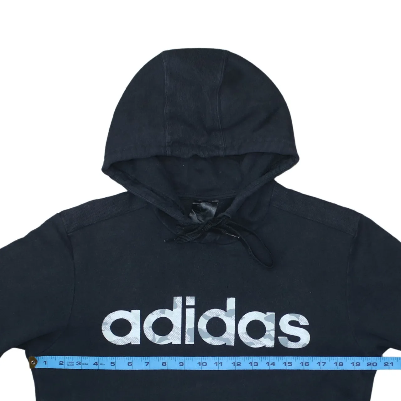 Adidas Black Hoodie Men's Small Printed Logo Front Pocket Pullover Sweatshirt sold by Vintage Club product image thumbnail 5