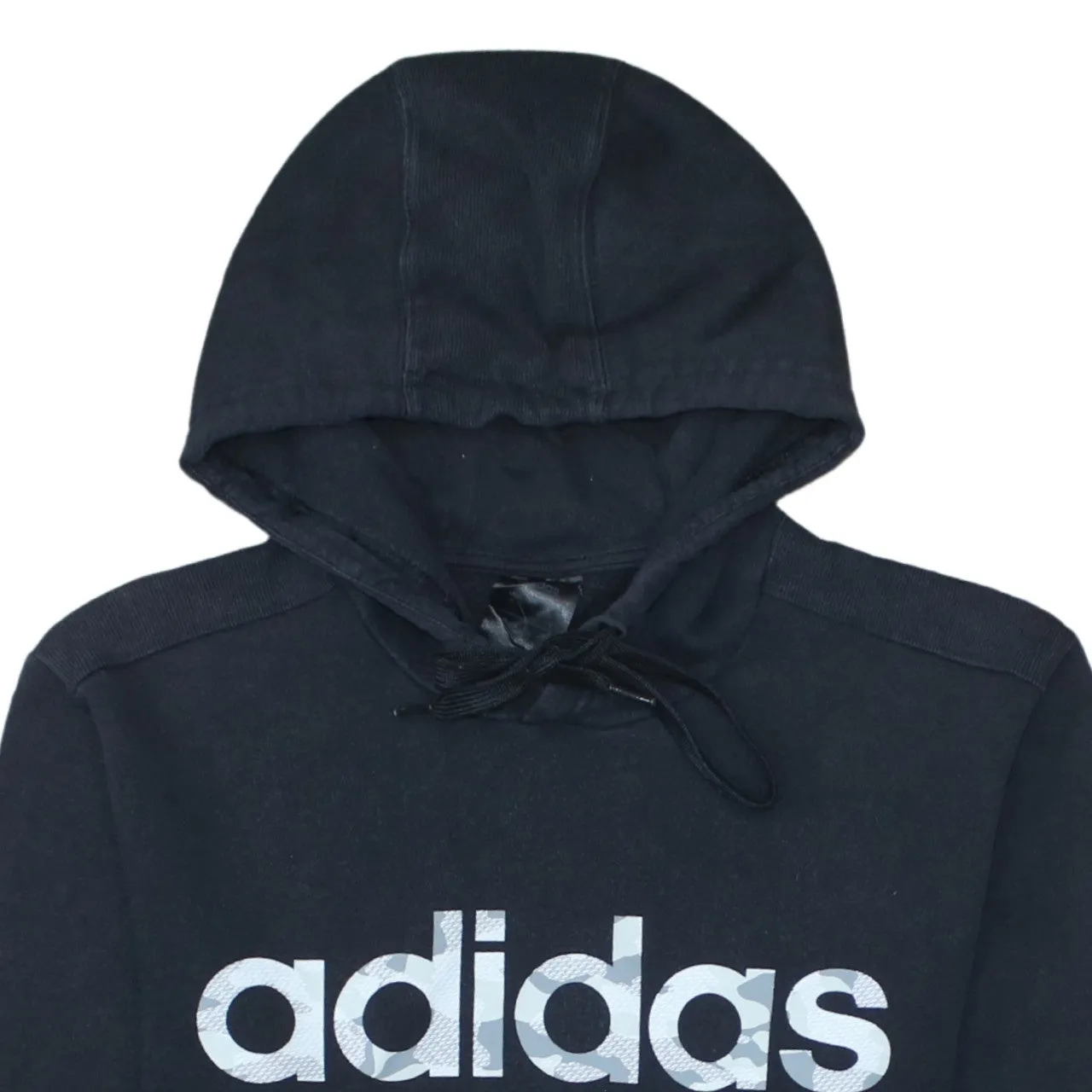 Adidas Black Hoodie Men's Small Printed Logo Front Pocket Pullover Sweatshirt sold by Vintage Club product image thumbnail 3