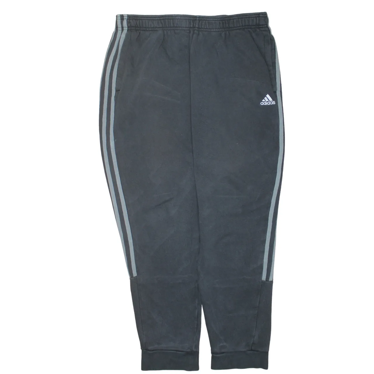 Adidas Dark Grey Joggers Men's XLarge Three Stripe Cuffed Fleece Sweatpants sold by Vintage Club