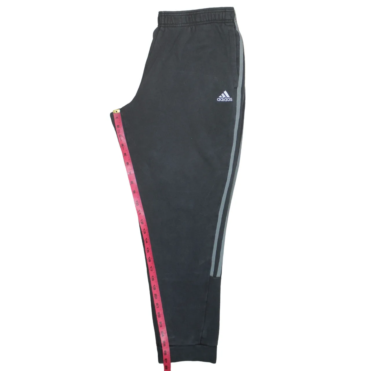 Adidas Dark Grey Joggers Men's XLarge Three Stripe Cuffed Fleece Sweatpants sold by Vintage Club product image thumbnail 5