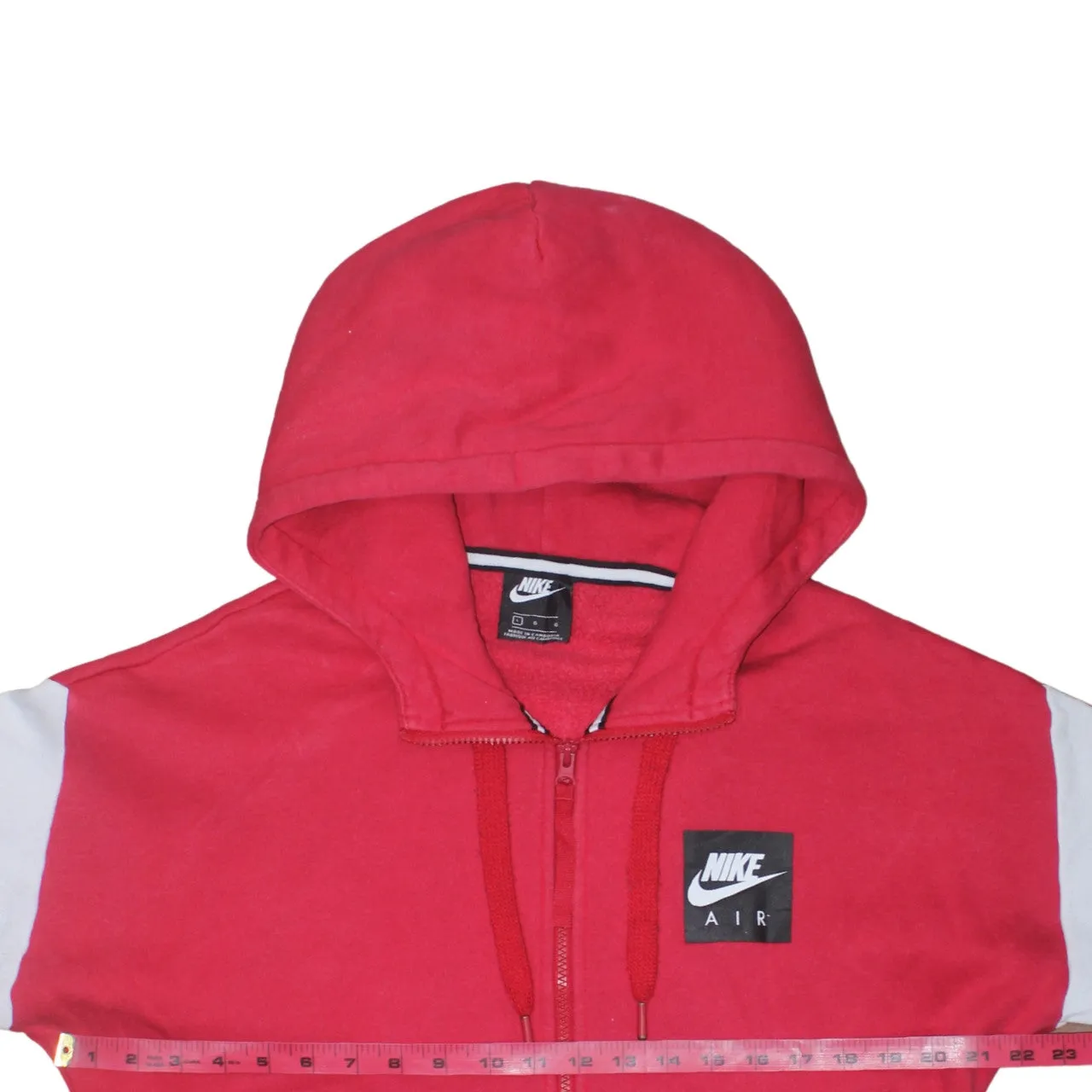 Nike Red Full Zip Hoodie Women’s Large Printed Nike Air Logo Colour Block Sweatshirt sold by Vintage Club product image thumbnail 5