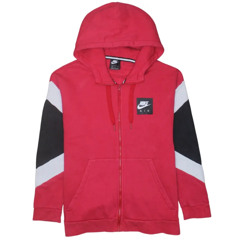 Nike Red Full Zip Hoodie Women’s Large Printed Nike Air Logo Colour Block Sweatshirt made by Nike