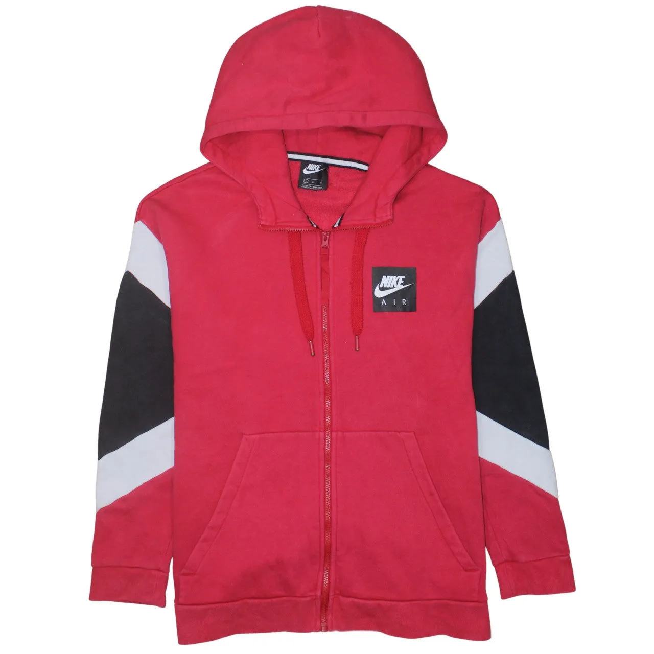 Nike Red Full Zip Hoodie Women’s Large Printed Nike Air Logo Colour Block Sweatshirt sold by Vintage Club