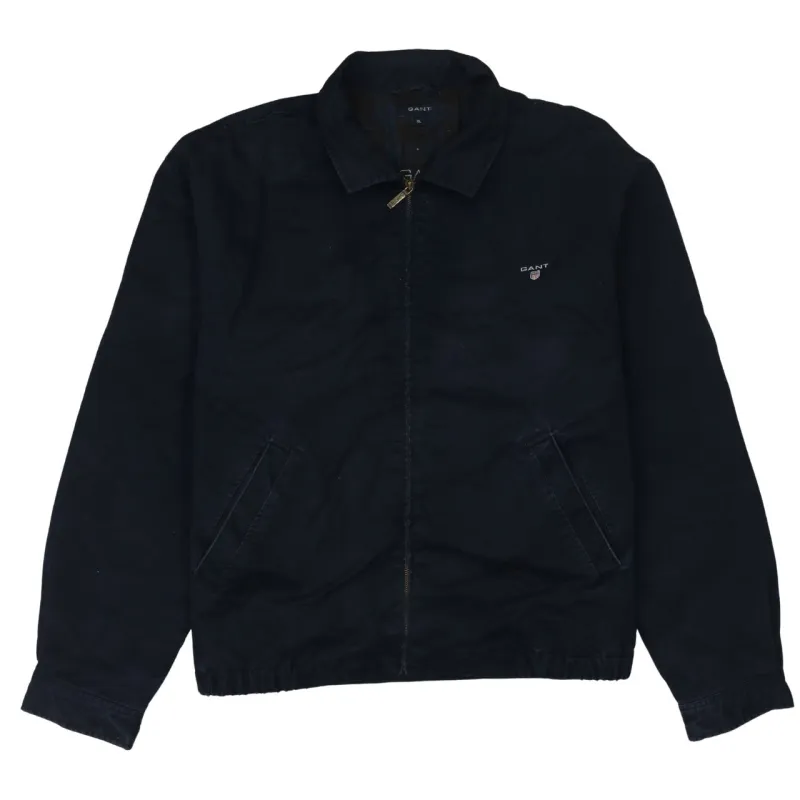 GANT Black Harrington Jacket Women’s XLarge Embroidered Chest Logo Zip Pockets Outerwear made by Gant