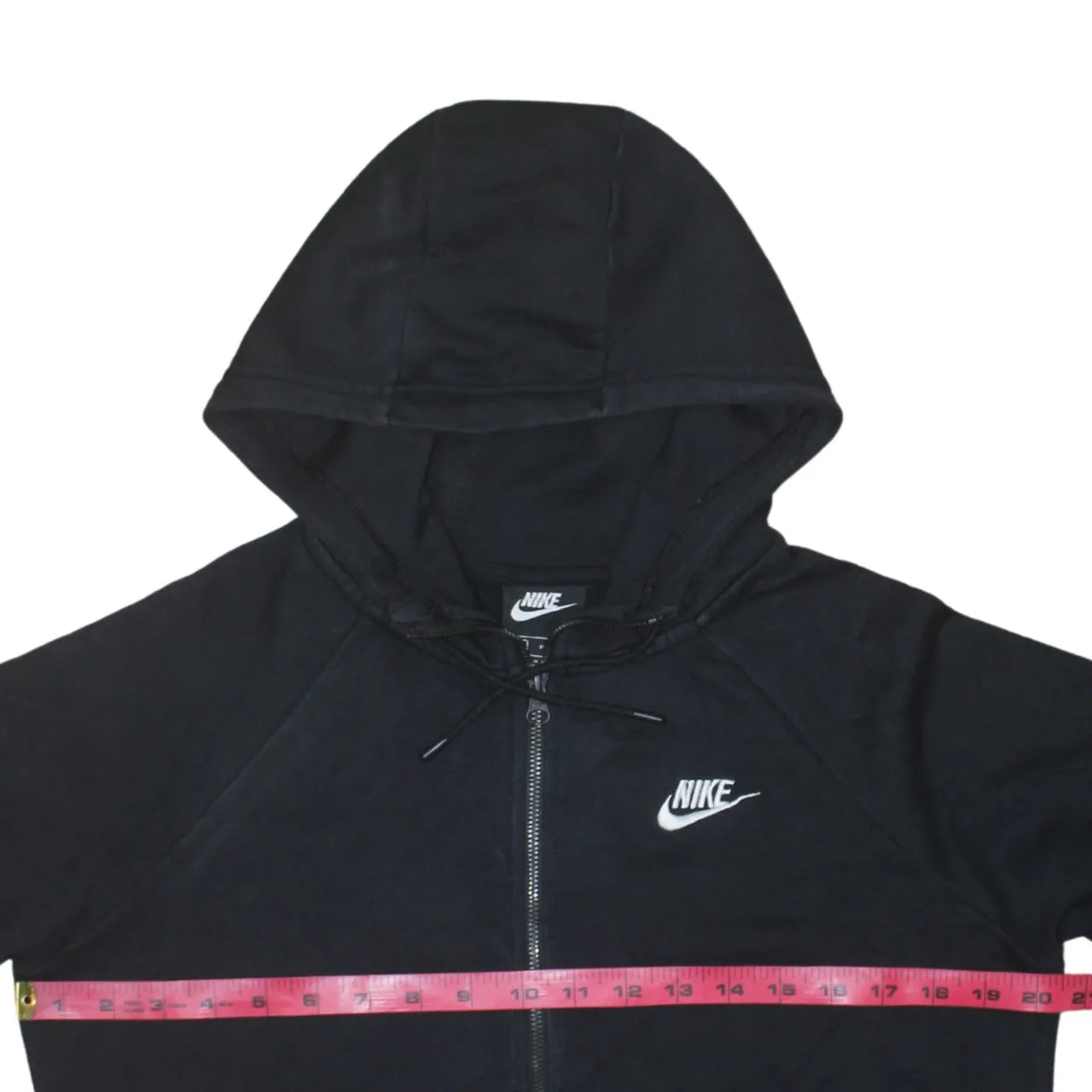 Nike Black Full Zip Hoodie Men's Small Embroidered Swoosh Split Pocket Sweatshirt sold by Vintage Club product image thumbnail 5
