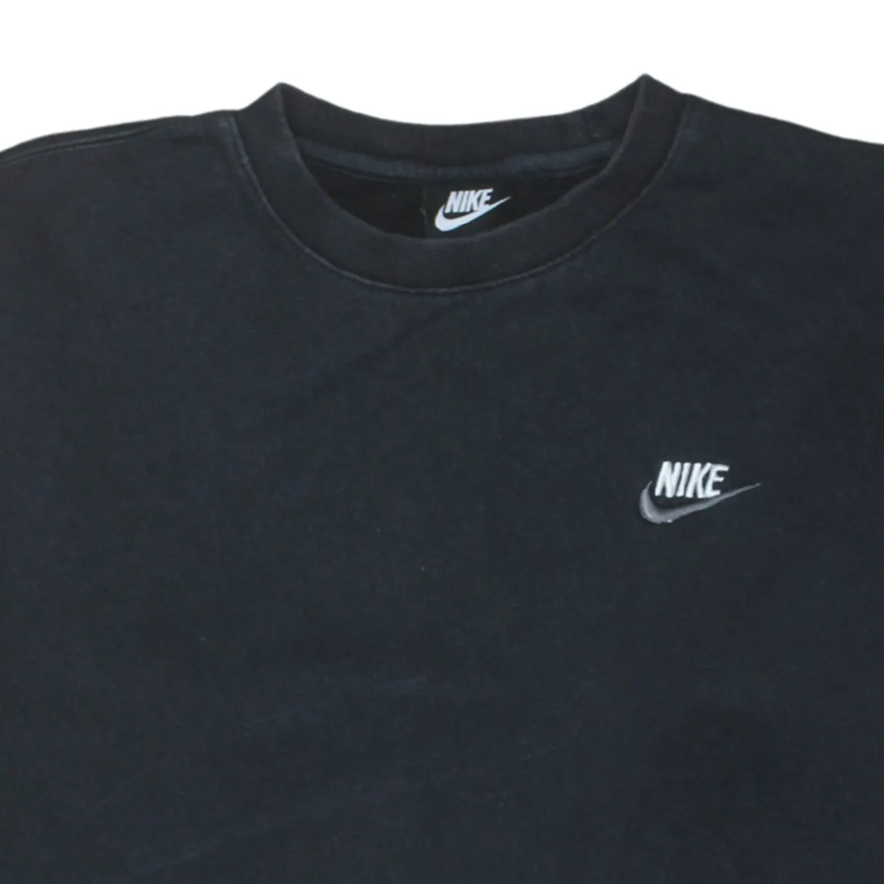 Nike Black Sweatshirt Men's Small Embroidered Swoosh Logo Crewneck Pullover Fleece Top sold by Vintage Club product image thumbnail 3