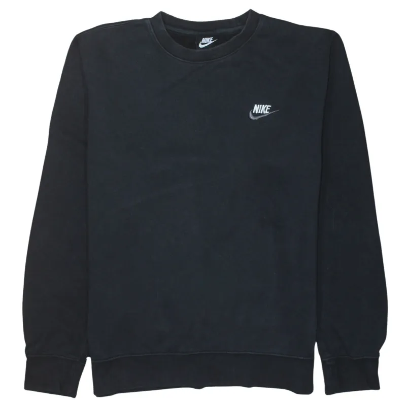 Nike Black Sweatshirt Men's Small Embroidered Swoosh Logo Crewneck Pullover Fleece Top sold by Vintage Club