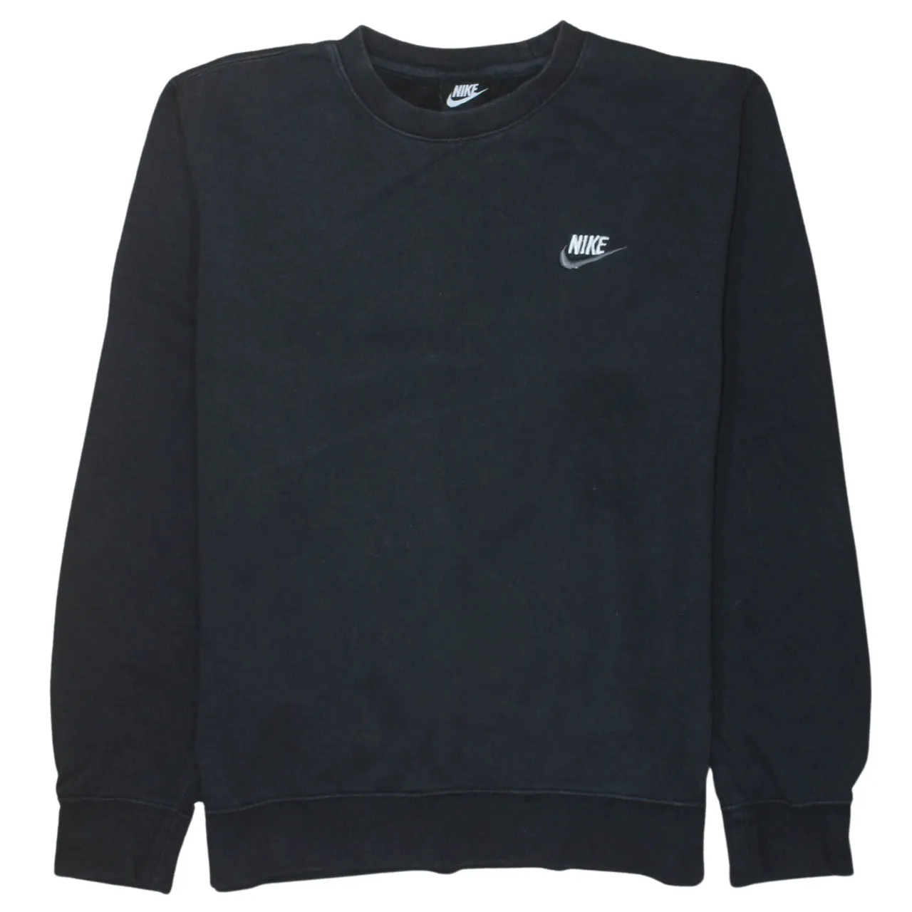 Nike Black Sweatshirt Men's Small Embroidered Swoosh Logo Crewneck Pullover Fleece Top sold by Vintage Club