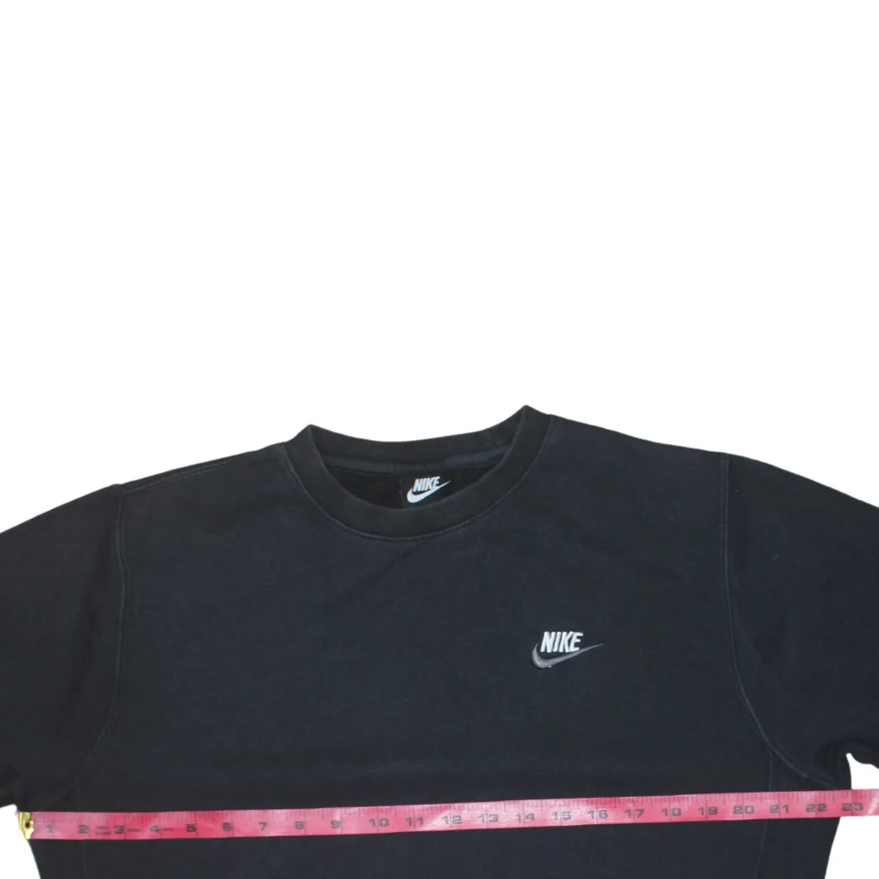 Nike Black Sweatshirt Men's Small Embroidered Swoosh Logo Crewneck Pullover Fleece Top sold by Vintage Club product image thumbnail 5