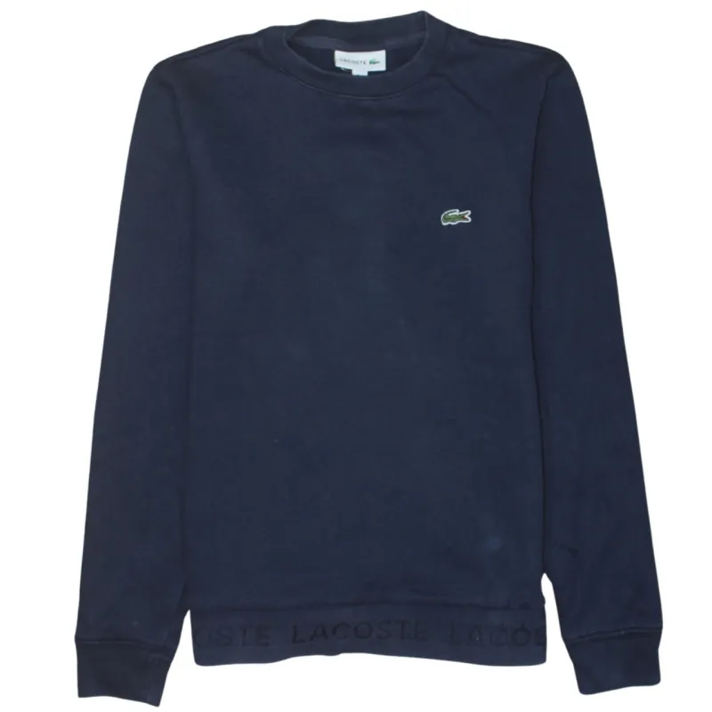 Lacoste Navy Blue Sweatshirt Women’s XSmall Embroidered Croc Logo Ribbed Hem Crewneck Pullover sold by Vintage Club