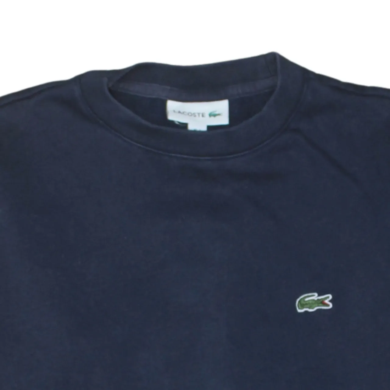 Lacoste Navy Blue Sweatshirt Women’s XSmall Embroidered Croc Logo Ribbed Hem Crewneck Pullover sold by Vintage Club product image thumbnail 3