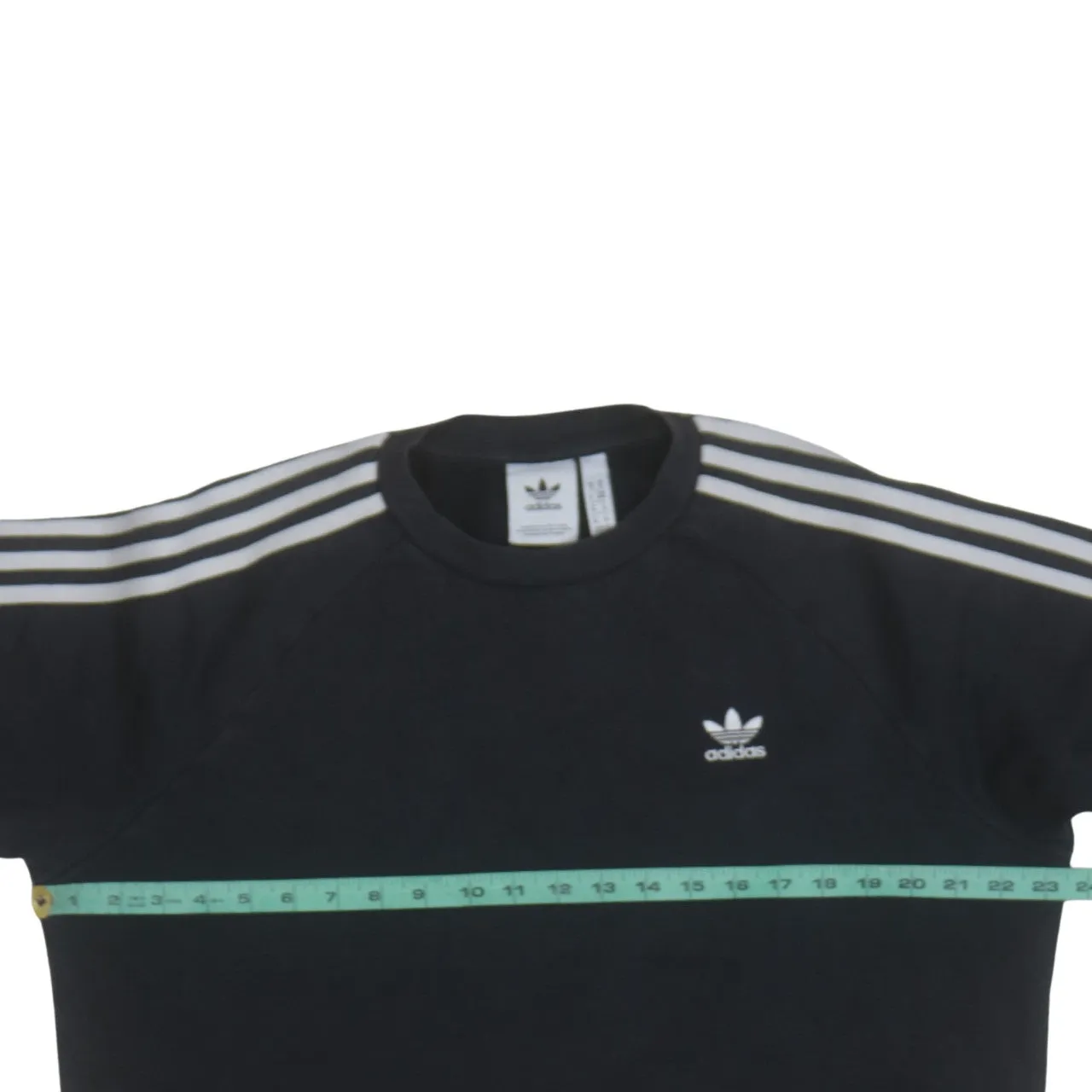 Adidas Black Sweatshirt Men's Medium Trefoil Embroidered Logo Three Stripe Sleeves Pullover Top sold by Vintage Club product image thumbnail 5
