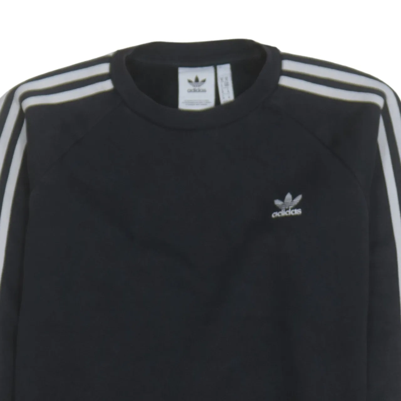 Adidas Black Sweatshirt Men's Medium Trefoil Embroidered Logo Three Stripe Sleeves Pullover Top sold by Vintage Club product image thumbnail 3