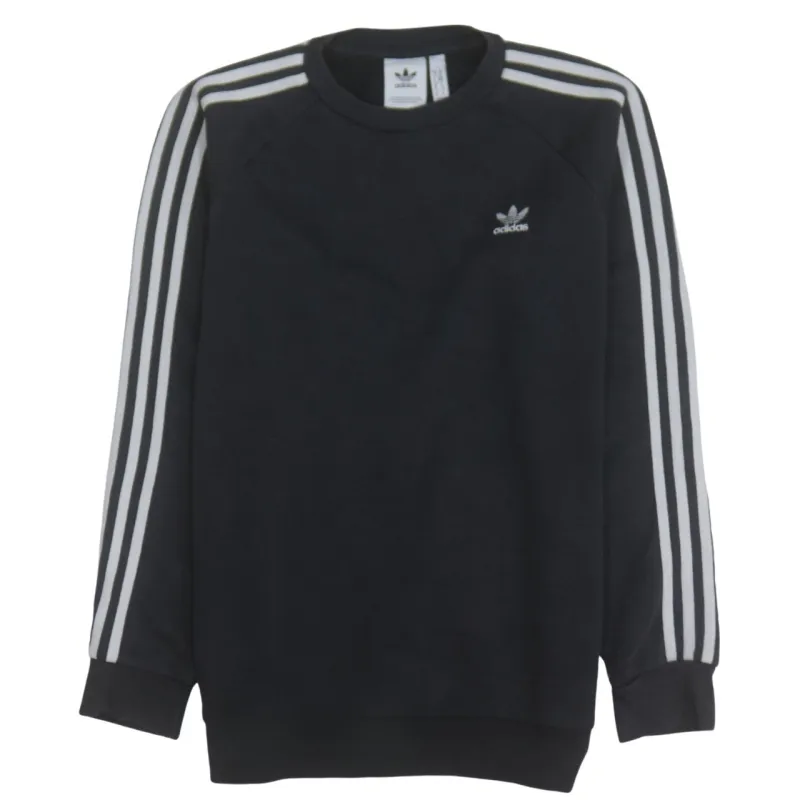 Adidas Black Sweatshirt Men's Medium Trefoil Embroidered Logo Three Stripe Sleeves Pullover Top sold by Vintage Club