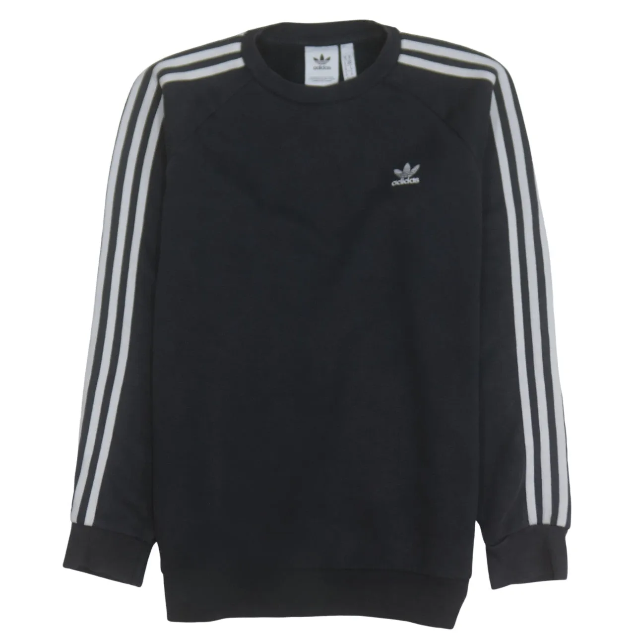 Adidas Black Sweatshirt Men's Medium Trefoil Embroidered Logo Three Stripe Sleeves Pullover Top sold by Vintage Club